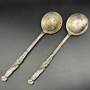 (2) Antique WNK (Worthy Noble & Kent) silver plated spoons 8”